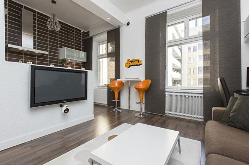 Yhden huoneen asunnon sisustus 30 m². - Kuva