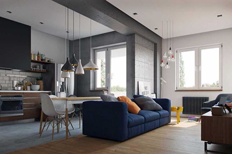 Yhden huoneen asunnon sisustus 30 m². - Kuva