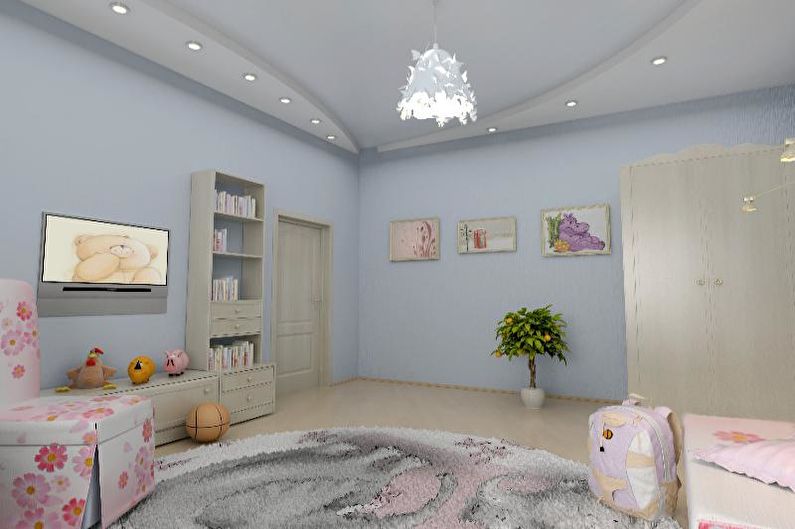 Drywall ceiling design in the nursery - photo
