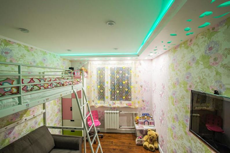 Drywall ceiling design in the nursery - photo