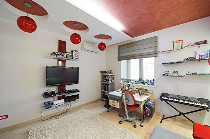 Drywall ceiling design in the nursery - photo