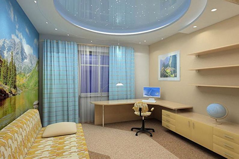 Drywall ceiling design in the nursery - photo