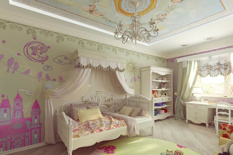 Drywall ceiling design in the nursery - photo