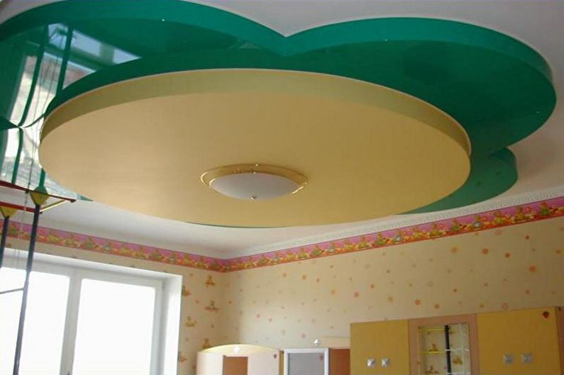 Drywall ceiling design in the nursery - photo