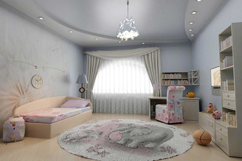 Drywall ceiling design in the nursery - photo