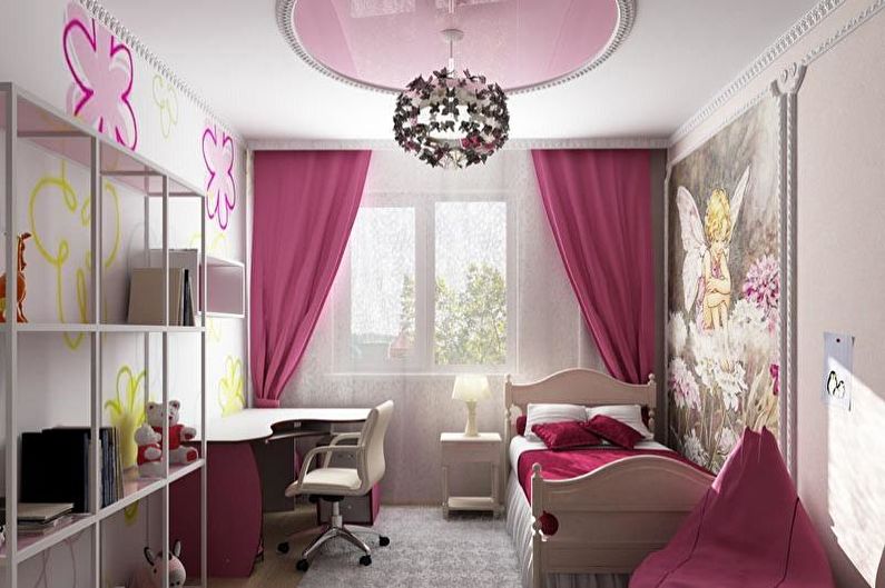 Drywall ceiling design in the nursery - photo