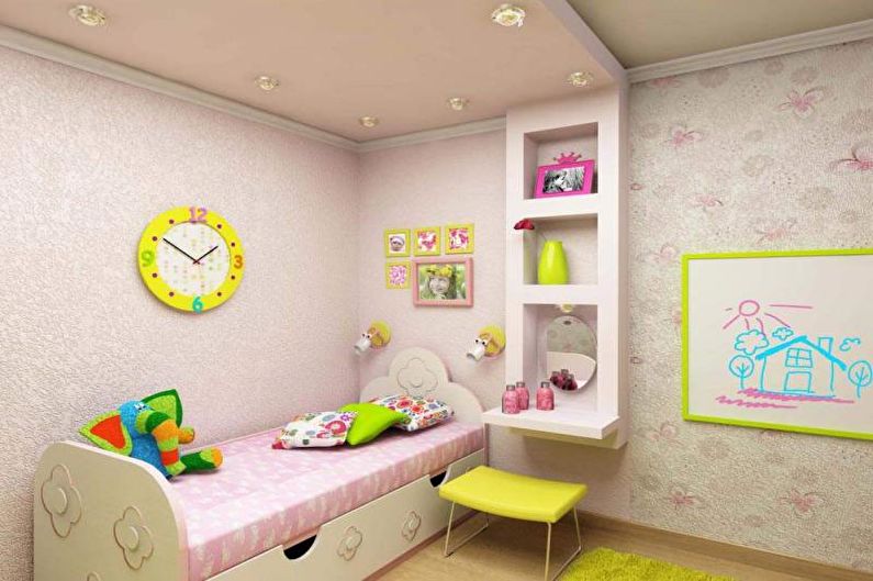 Drywall ceiling design in the nursery - photo