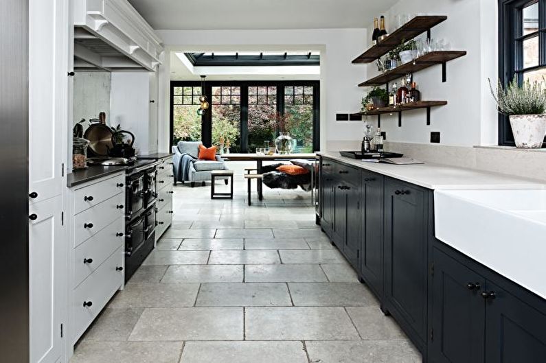 Tiles for the kitchen on the floor - photo