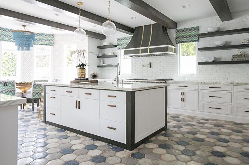 Tiles for the kitchen on the floor - photo