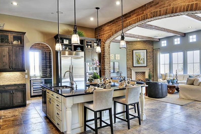 Tiles for the kitchen on the floor - photo