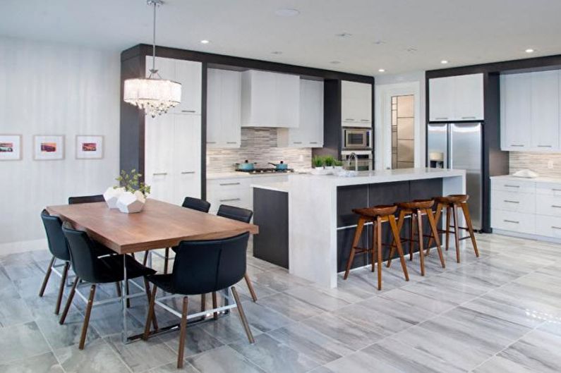 Tiles for the kitchen on the floor - photo