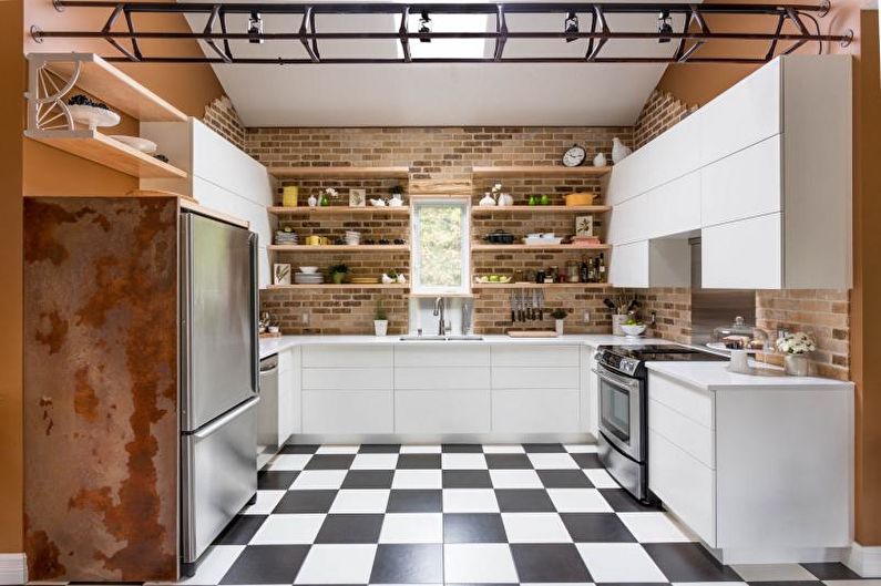 Tiles for the kitchen on the floor - photo