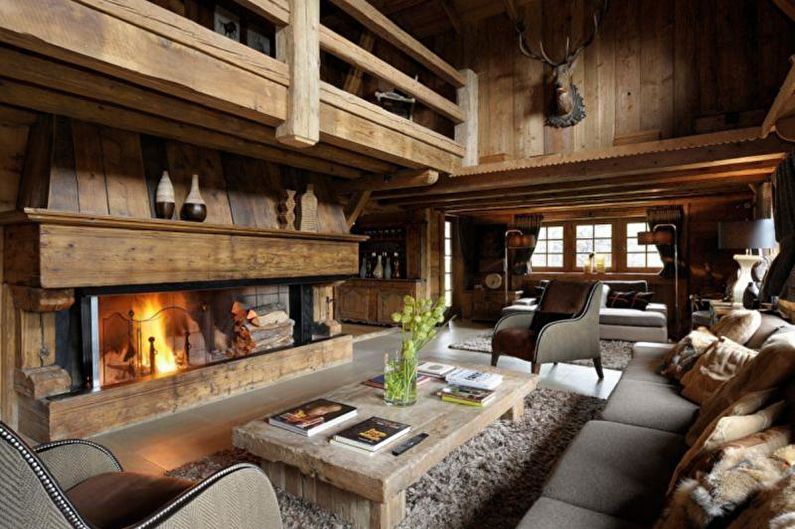 Living room in a chalet-style country house - Interior Design