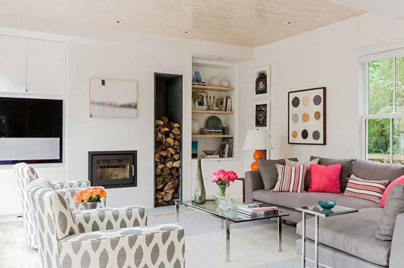 Living Room Design in a Country House - Cold Combinations