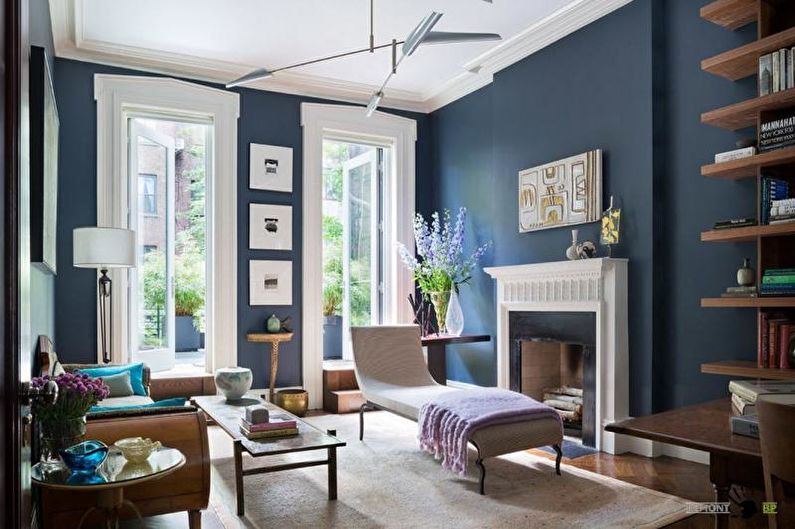 Living Room Design in a Country House - Cold Combinations