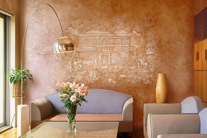 Living Room Design in a Country House - Wall Decoration