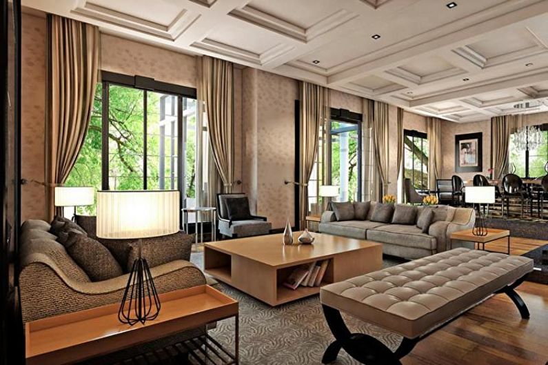 Living Room Design in a Country House - Furniture and Decor