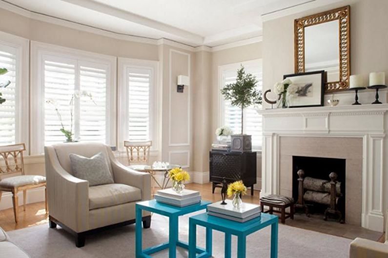 The interior of a small living room in a country house