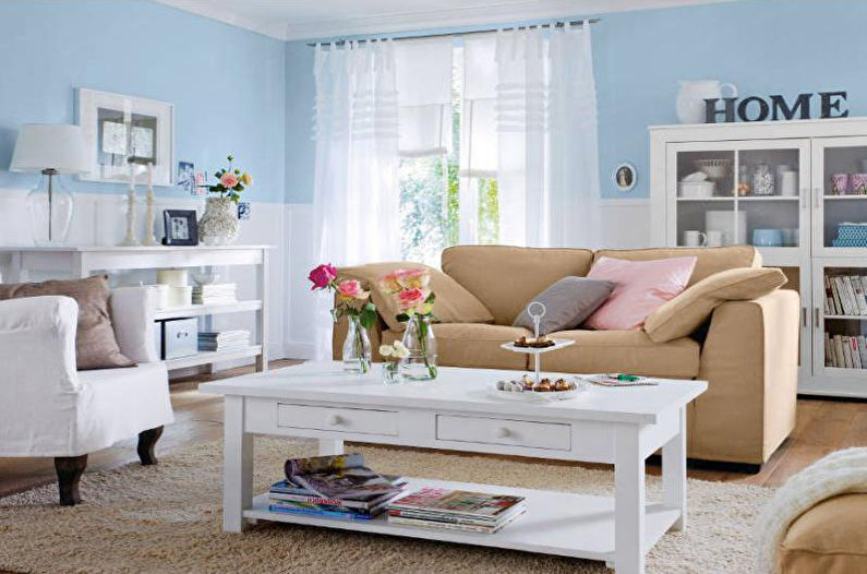 The interior of a small living room in a country house