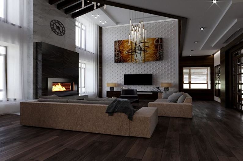 Interior design of a living room in a country house - photo
