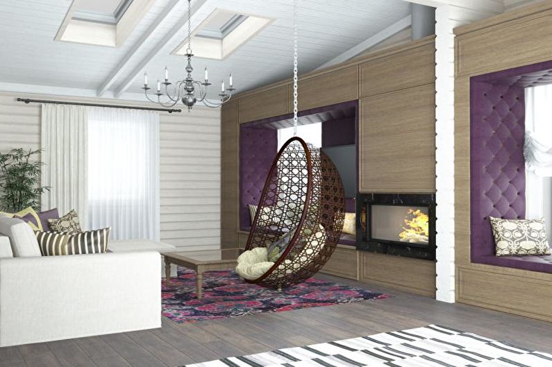 Interior design of a living room in a country house - photo