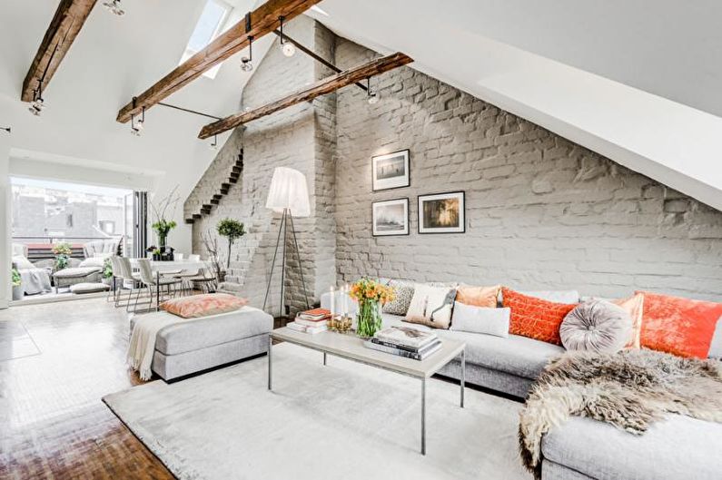Interior design of a living room in a country house - photo