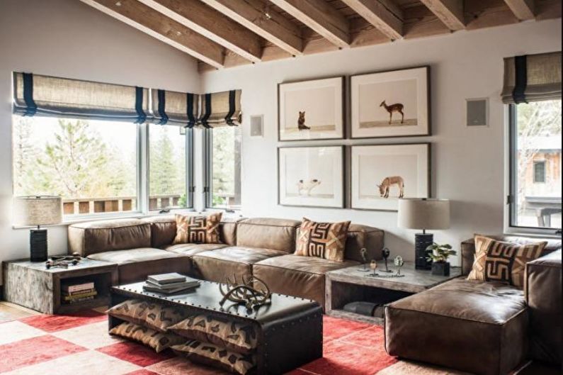 Interior design of a living room in a country house - photo