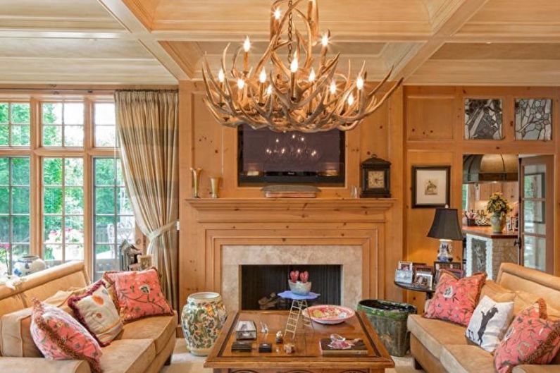 Interior design of a living room in a country house - photo