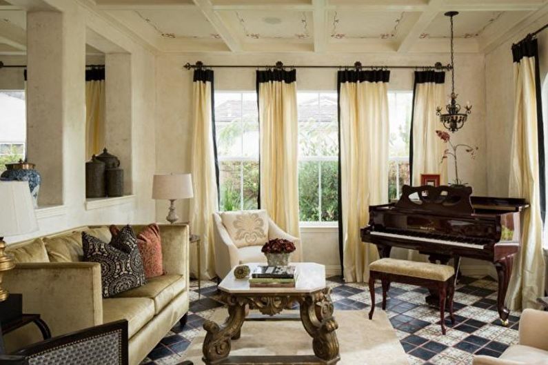Interior design of a living room in a country house - photo