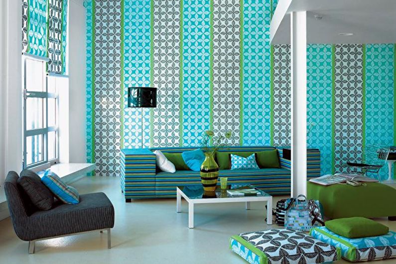 Combining wallpaper in the living room - The effect of colors