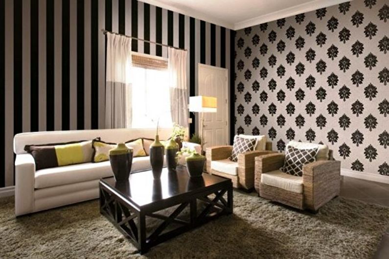 Combining wallpaper in the living room - Prints