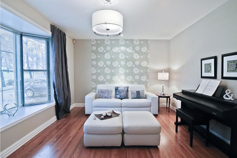 Combination of wallpapers in the living room - photo