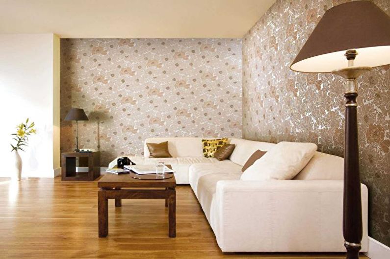 Combination of wallpapers in the living room - photo