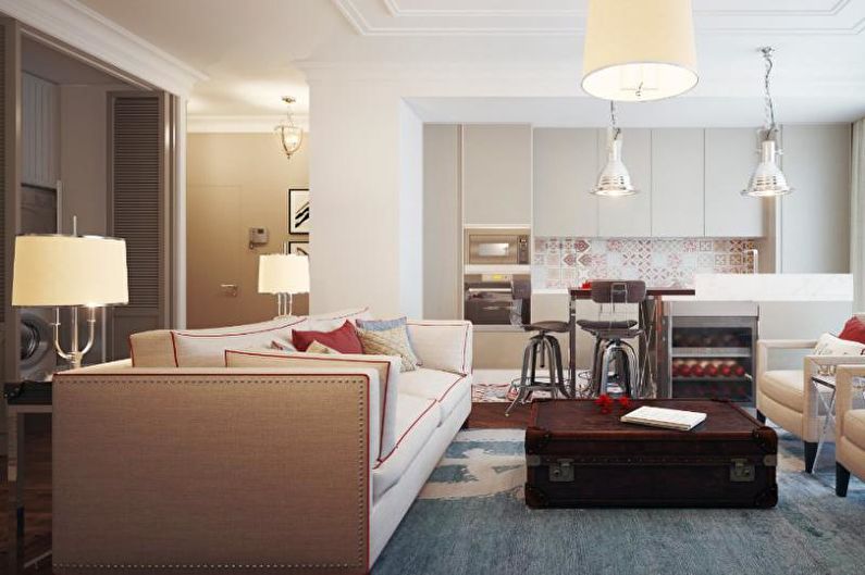 Interior design of a three-room apartment - photo