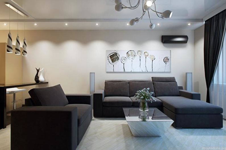 Interior design of a three-room apartment - photo