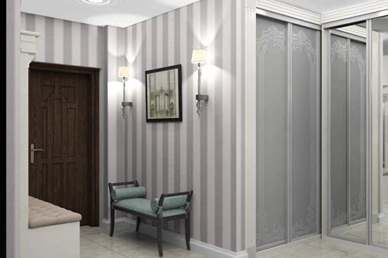 Giấy dán tường màu xám ở hành lang - Ảnh thiết kế nội thất
