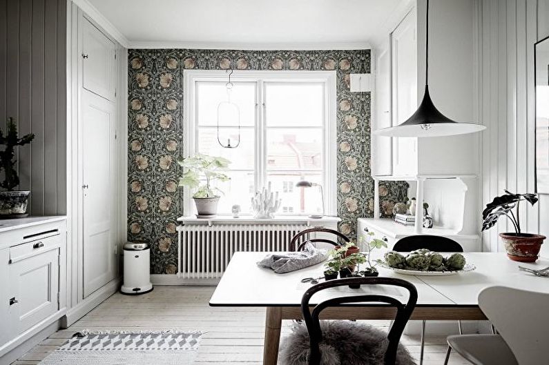 Giấy dán tường màu xám trong bếp - Ảnh thiết kế nội thất
