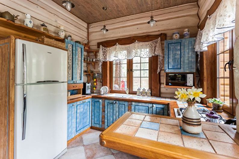 Blue Country Style Kitchen - Interior Design