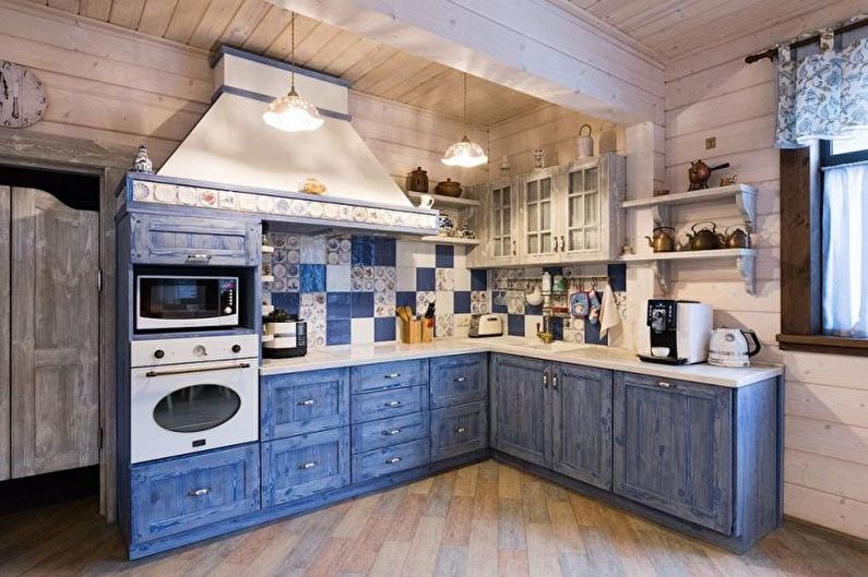 Blue Country Style Kitchen - Interior Design