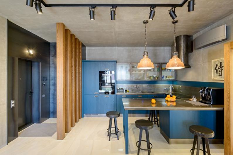Blue Kitchen Design - Lighting