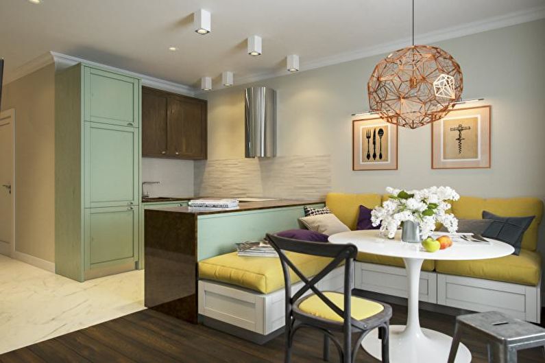 Kusina - Disenyo ng isang isang silid na apartment 33 sq.m.