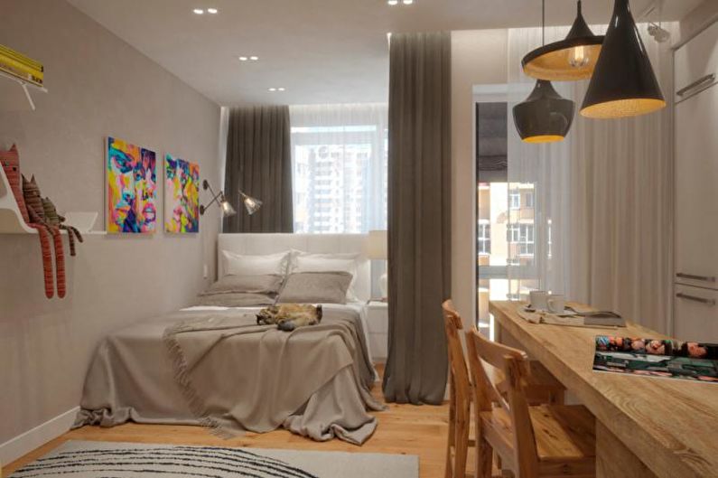 Ang disenyo ng panloob ng isang isang silid na apartment 33 m2 - larawan