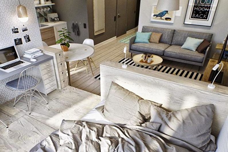 Ang disenyo ng panloob ng isang isang silid na apartment 33 m2 - larawan