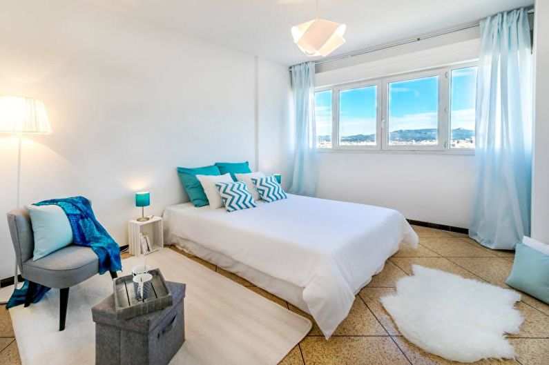 Design camera da letto bianco - Finitura a pavimento