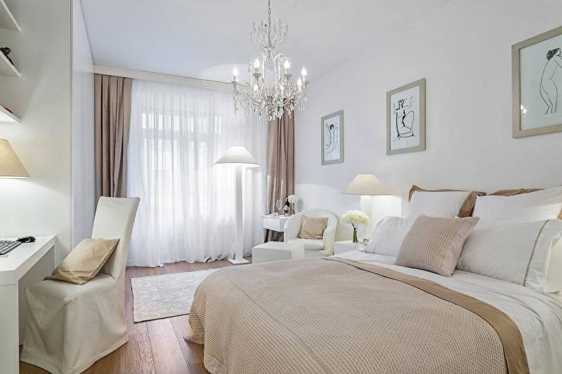 Interior design di una camera da letto bianca - foto
