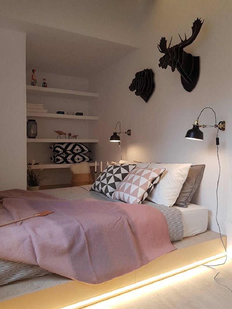 Interior design di una camera da letto bianca - foto