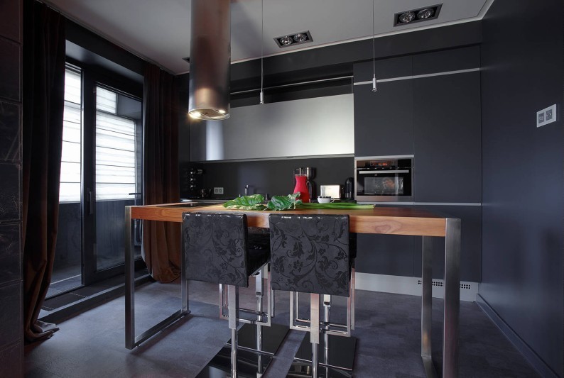 Black kitchen in a modern style - Interior Design