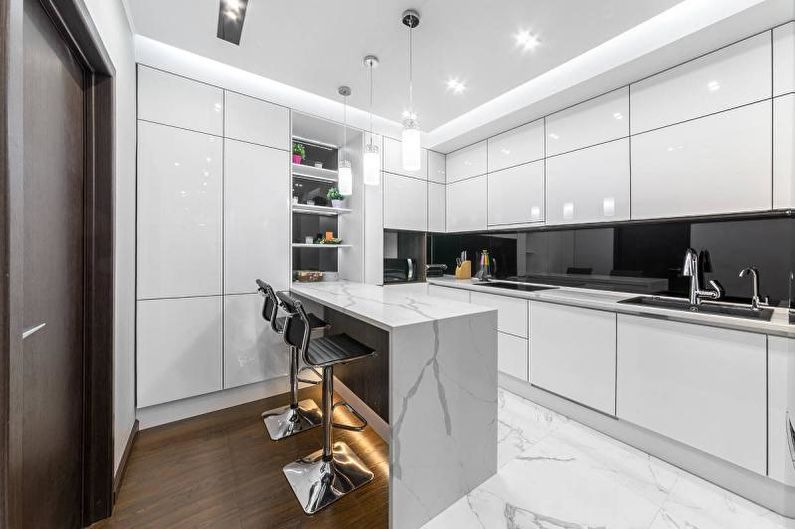 Black and white kitchen in a modern style - Interior Design