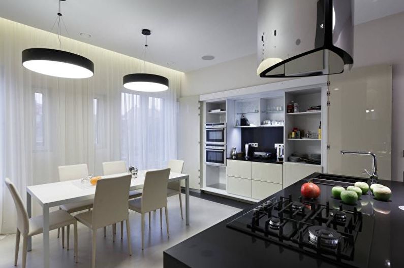 Black and white kitchen in a modern style - Interior Design