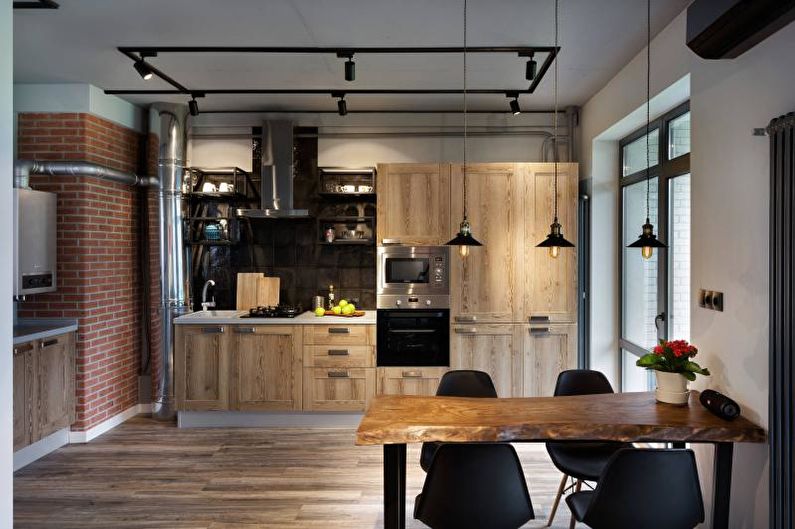 Black and white loft style kitchen - Interior Design